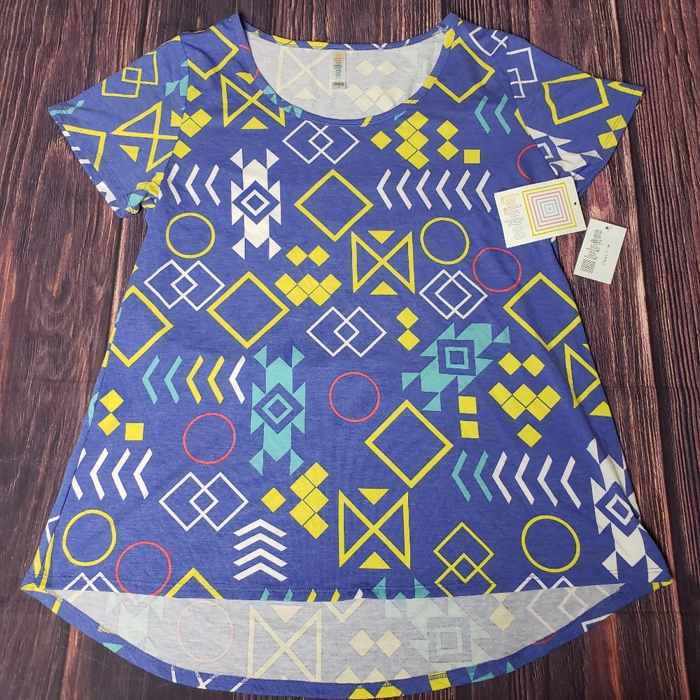 LuLaRoe Women's Irma Top Medium Short Sleeve Blue